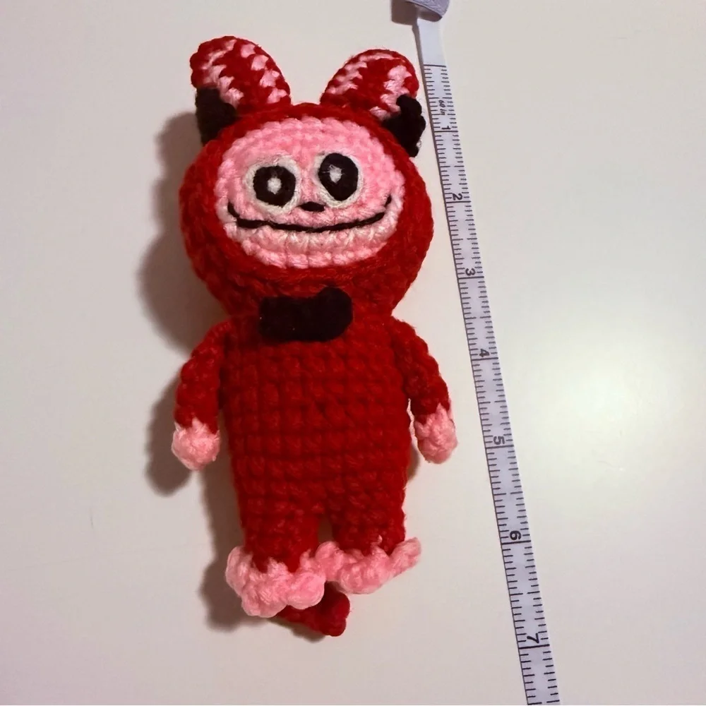 Handmade One of a kind Labubu Devil Crochet Keychain